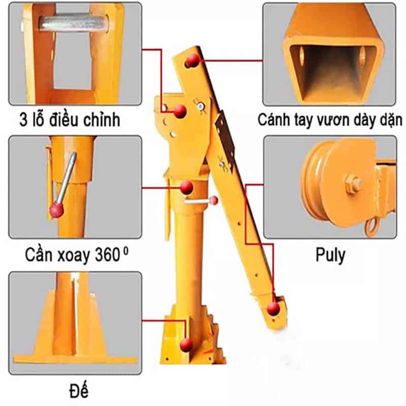 thông số cẩu xoay lắp tời 500kg gắn ô tô